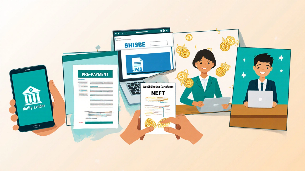 Illustrated five‑step guide: notify lender, get statement, pay, receive receipt, retrieve gold.