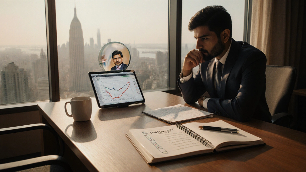 Investor reviewing a checklist and charts on a desk, planning a SIP in a calm office setting.